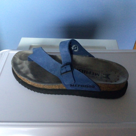 Blue suede Mephisto Helen Sandals size 37 - Picture 8 of 12